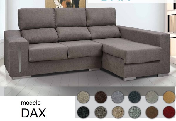 Sofa chaise longue DAX con tela NEVADA con envio gratis