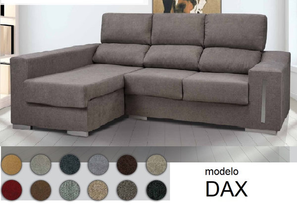 Sofa chaise longue DAX con tela FUTUR con envio gratis
